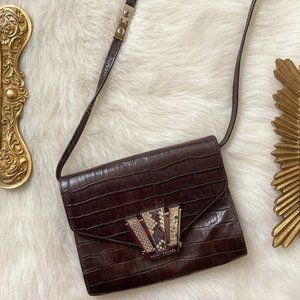 Henri Bendel Croc Embossed Leather Crossbody Bag